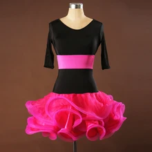 Костюмы для латиноамериканских танцев Костюмы для бальных танцев платья для танцев роза/красный/зеленый/синий Roupa de ginastica сценические костюмы кисточкой Сальса производительность Платья для женщин dq13028