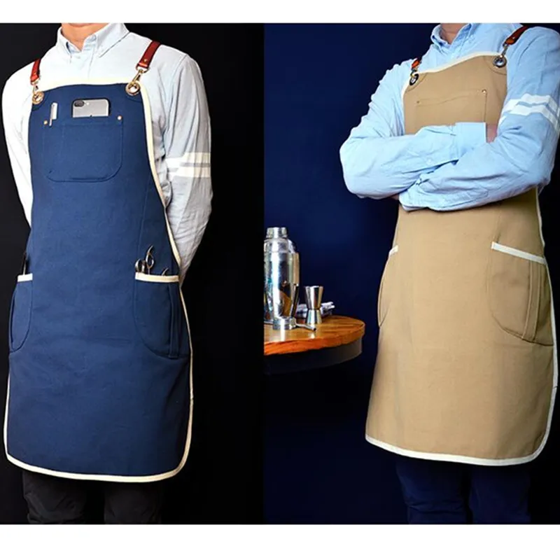 Canvas Apron Crossback Leather Straps E20-2