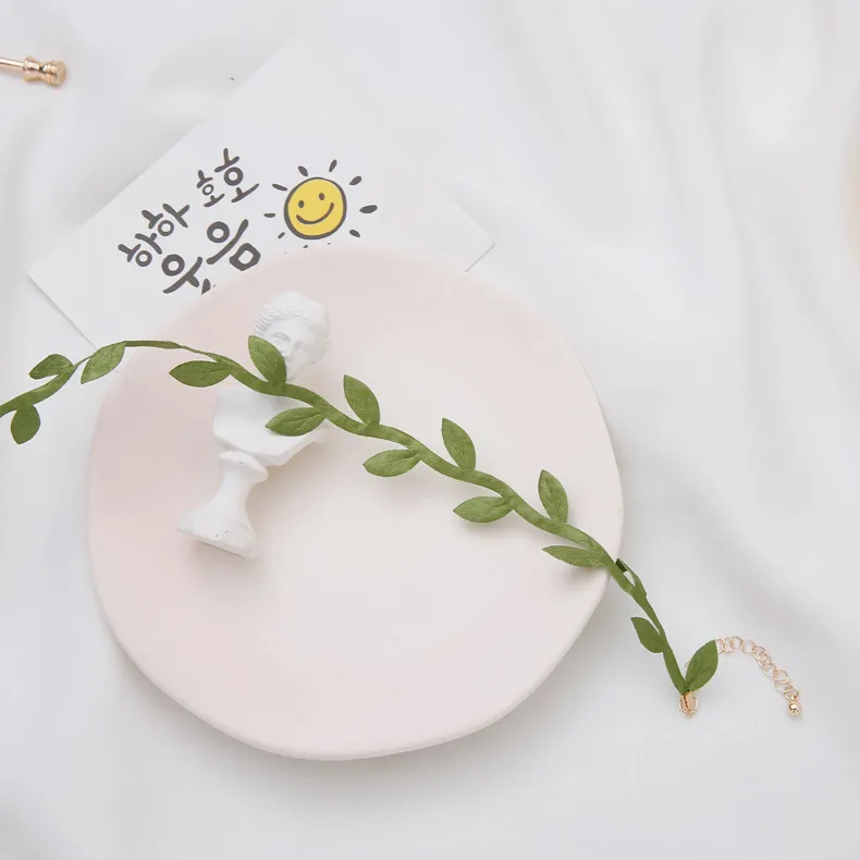Корейское милое короткое ожерелье-чокер с зелеными листьями для женщин и девушек, вечерние очаровательные ювелирные изделия, подарок