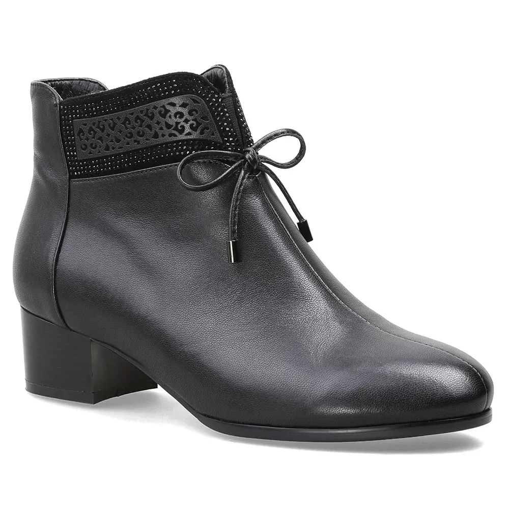 Cómodo Étnica Mujer Cuero Auténtico Botas Abuela Bling 2018 Negro Zapatos Chunky Botines Ancho Mamá Mebi XqpwAW
