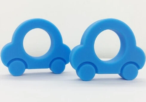 Силиконовый Прорезыватель для зубов в форме автомобиля, в горошек, силиконовый Прорезыватель для зубов и натуральная форма автомобиля, ожерелье для кормления, сделай сам, для мам и детей, Прорезыватель для зубов, 5 шт - Цвет: sky blue