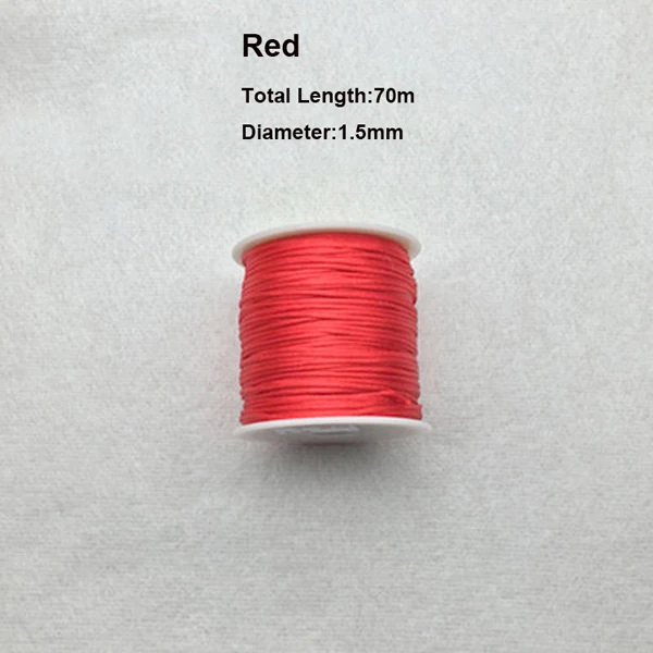 70 м атласный нейлоновый шнур для силиконового ожерелье-прорезыватель браслет 1,5 мм шелковые веревочные шнуры для цепочка для детской соски зажимы Сделай Сам грызунок - Цвет: Red