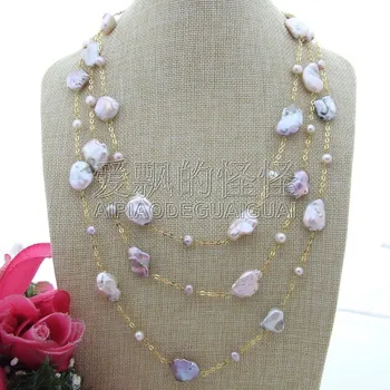 

N101501 77" Purple Keshi Pearl Necklace