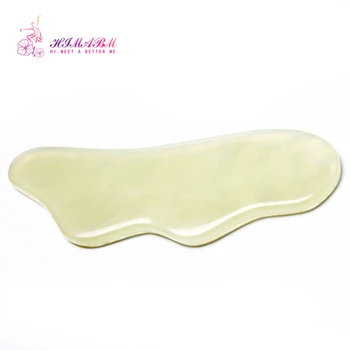 

HIMABM 1 Pcs natural light green jade Guasha massage tool facial treatment scraping health care