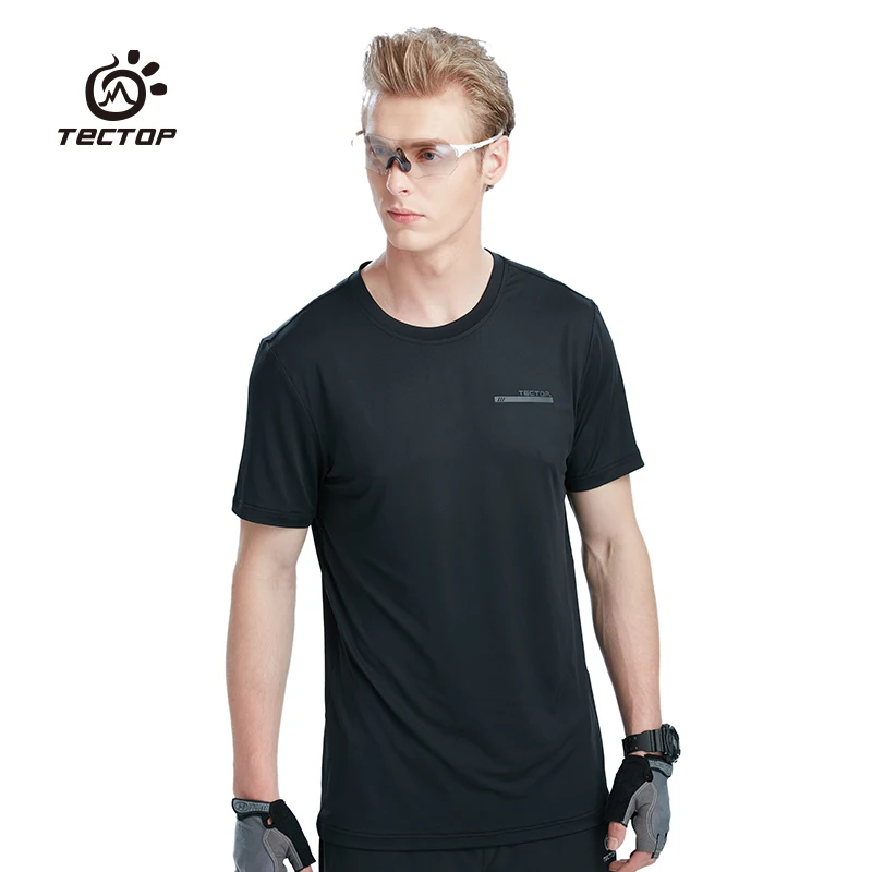 Tectop Весна и лето Открытый быстросохнущая футболка с коротким рукавом для мужчин - Цвет: Men Black