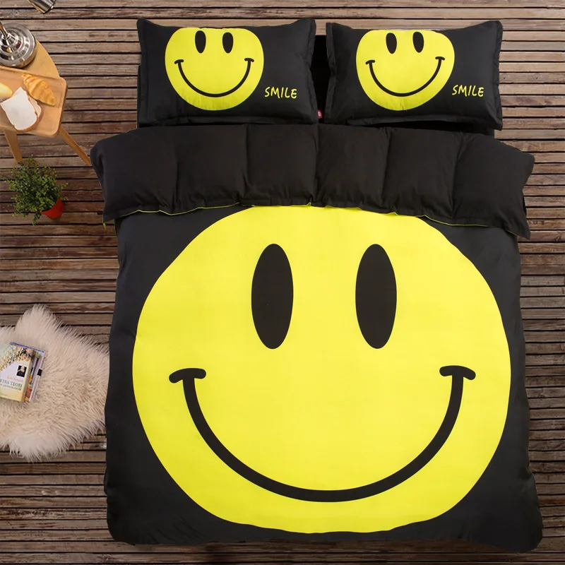 Comforter Set Emoji Smiley Bed in a Bag White Yellow Smiles Emojis Bedding 5 pcs