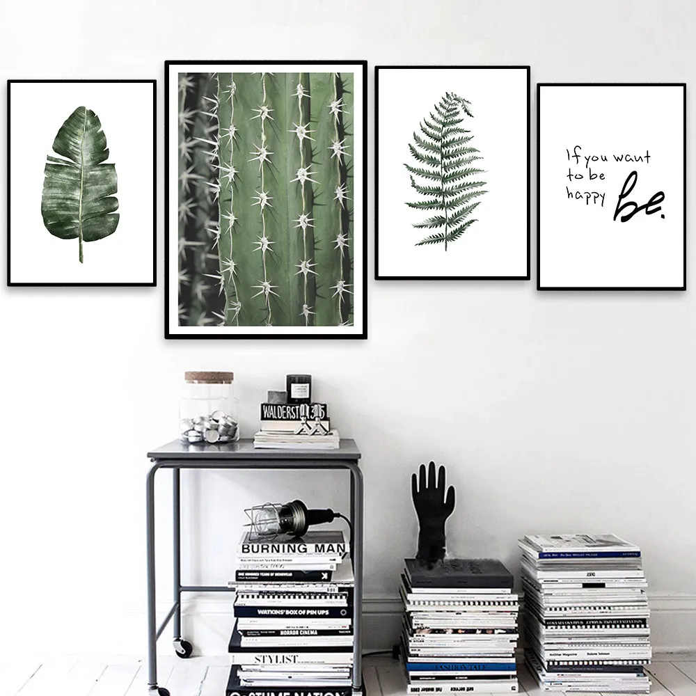 

Nature Plant Cactus Nordic Poster Print Wall Art Canvas Painting Leaves Decorative Picture Nordic Decoration Home Decor Unframed