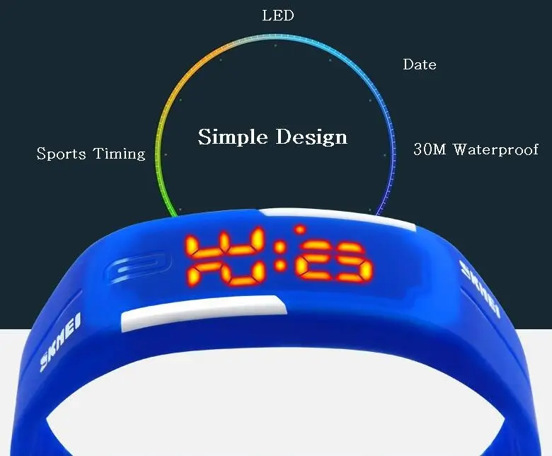 SKMEI Силиконовые Спортивные Часы светодиодный цифровые часы водонепроницаемые Модные наручные часы