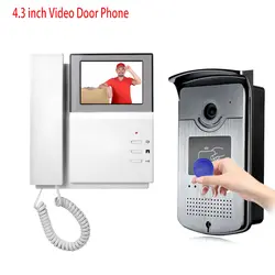 4.3 ''HD RFID Цвет Видеодомофоны Системы видео-телефон двери с ИК км открытый Камера Дверные звонки 125 кГц ID Card для дома/офиса