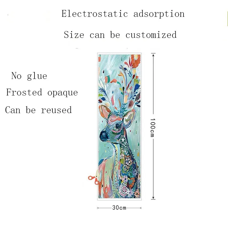 Изготовление размеров под заказ оконная пленка Радужный олень пятнистый, статический пленка для защиты от солнца стеклянная пленка ПВХ для офиса гостиной, занавески на окно, прозрачные, дверь, декоративные наклейки - Цвет: 30cm(w)x100cm(h)