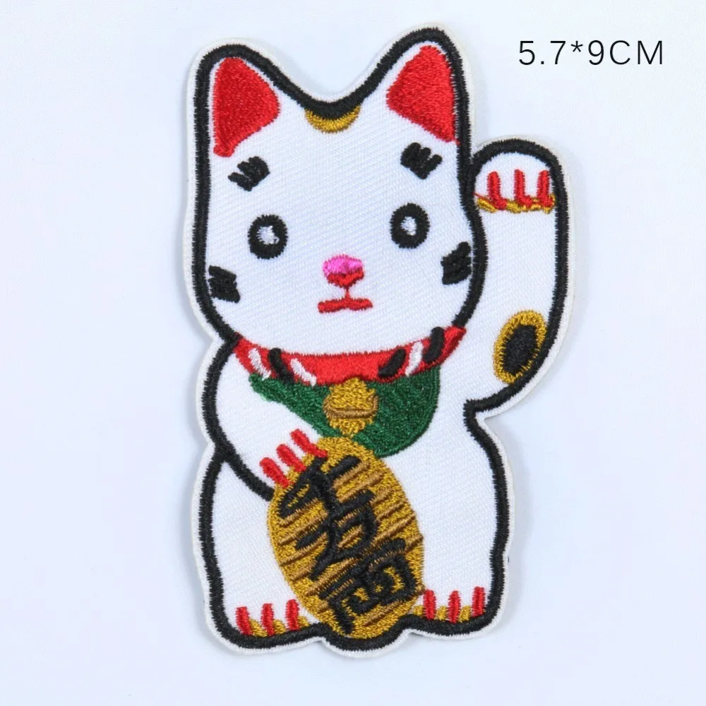 1 шт с маленькими животными Lucky Cat серии нашивки милые маленькой собачки стильные китайские иероглифы Вышивка Аппликации, Бейджи для детей наклейки - Цвет: 4