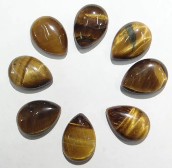 

wholesale 50pcs/lot Natural tiger eye stone agates crystal teardrop cabochon no hole beads for Jewelry& making earrings 13x18mm