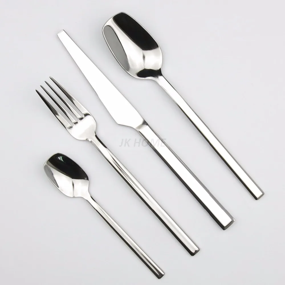 

JANKNG 24 Pcs/Lot Flatware Sets Stainless Steel Cutlery Set Mirror Polished Silver Tableware Knife Fork TeaSpoon Dinnerware Sets