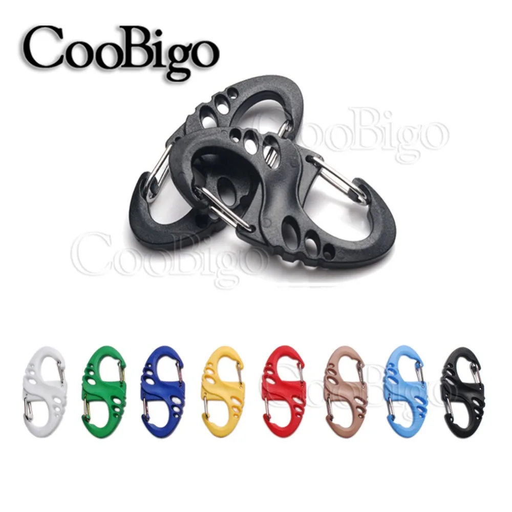 

50pcs Mixed Colors Quick Release Buckle Keychain Key Ring Carabiner 8 S Shape Snap Clip Outdoor Camping Molle Backpack Hanger