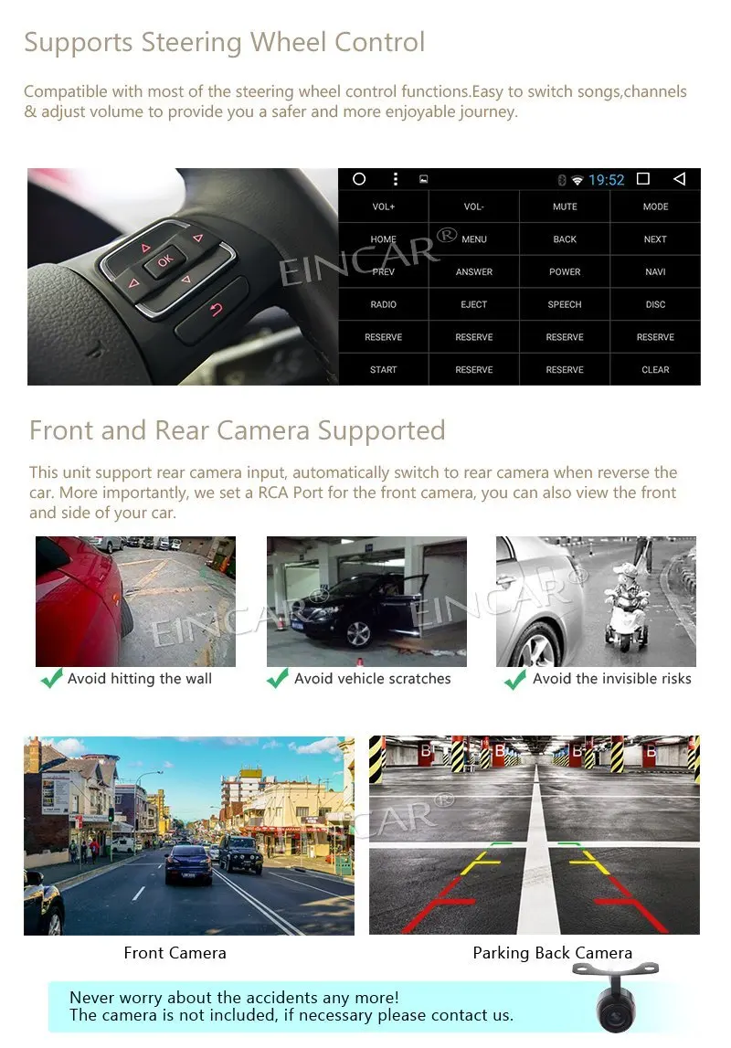 Cheap Android 7.1 Car NO DVD gps Player Stereo Radio Receiver with GPS Navigation steering wheel controls Car Audio with Backup Camera 4