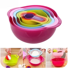 8PCS/SET Multifunctional Rainbow Color Measuring Spoon Mixing Salad Bowl Baking Measure Cup Set Cooking Tool Sets Kitchen Gadget