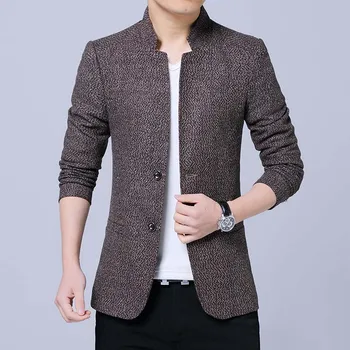 

In 2020 the new man leisure suit collar youth pure color suit