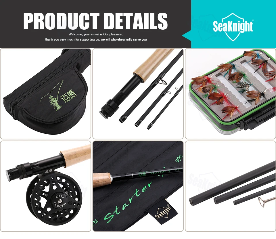 rod + carretel de pesca com mosca