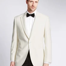 Мужской костюм смокинг для приемов для свадебная одежда цвета слоновой кости жениха шерсть bleed