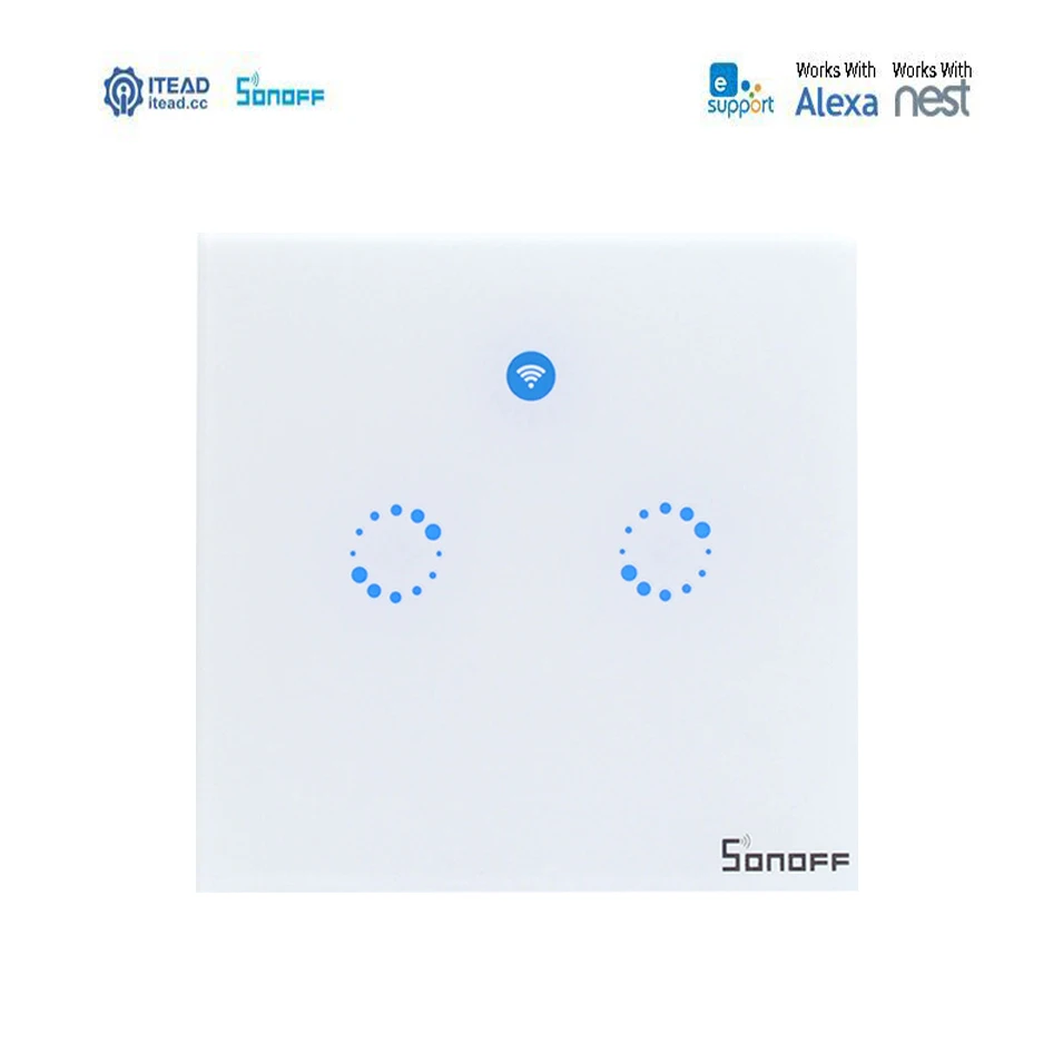 ITEAD Sonoff T1 UK Panel 2 Gang WiFi Smart Home Automation RF APP Touch Control Light Timer Wireless Switch Google Neat  Alexa -2
