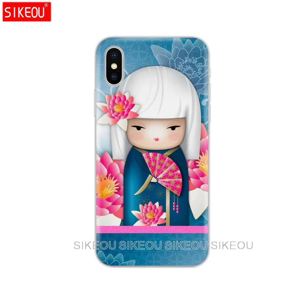 Силиконовый чехол для телефона Iphone 6X8 7 6s 5 5s SE Plus 10 XR XS Max kawaii Japanese Kokeshi Doll|Бамперы| |