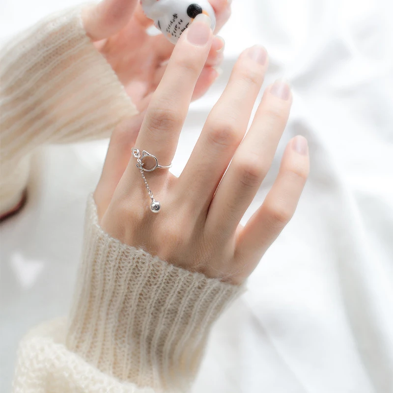 Мода 2018 Для женщин Jewelry S925 Серебряный Кот колокола Подвески регулируется