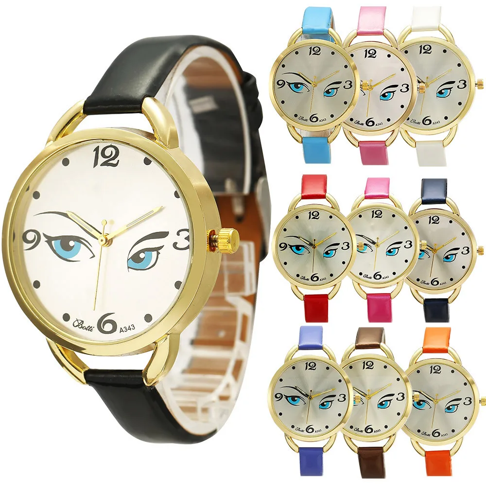 Womens Ladies Eye Pattern Leather Quartz Wrist Watch 3361 Brand New High Quality Luxury Free Shipping