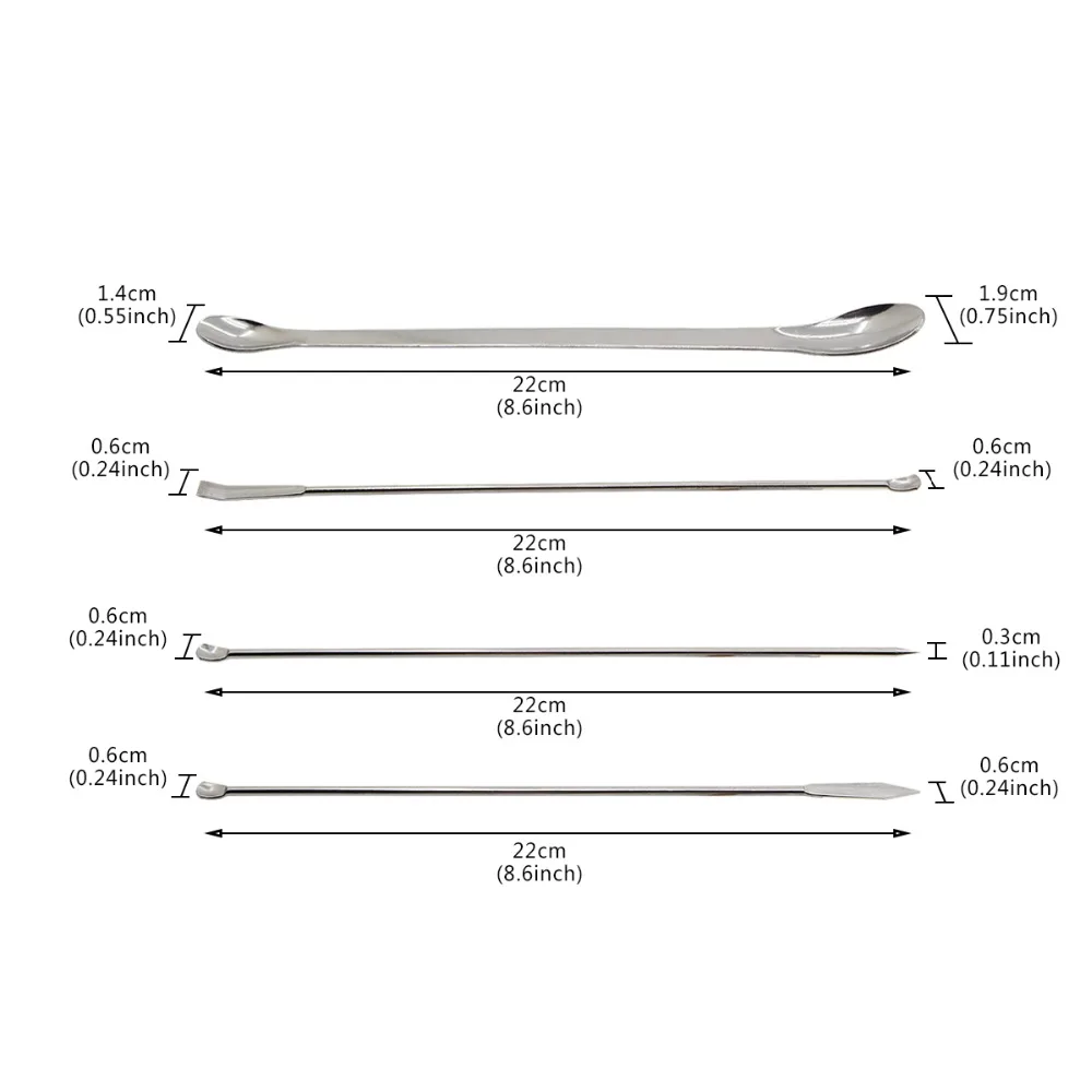 22 см с двойной головкой лабораторный реагент из нержавеющей стали пробная ложка лопатка инструмент 4 в 1 Набор металлическая микро средняя ложка совок Лопата