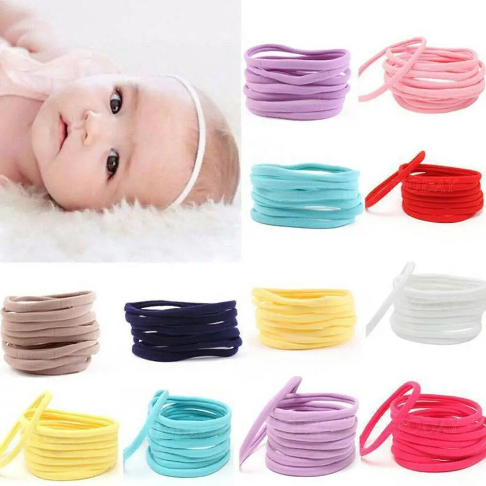 

10Pcs Cute Infant Kids Baby Girls Bow Knot Hairband Headband Accessories Set Solid Elastic Barrettes Headwear Dropshipping
