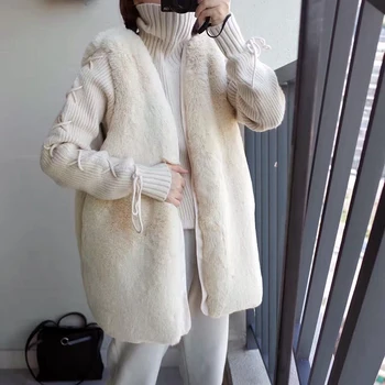 

Fur vest female long coat 2018 autumn and winter new imitation Rex Rabbit Fur slim fashion casual vest