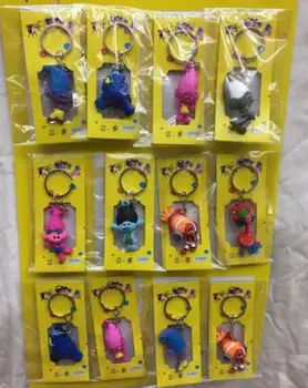 

New 24 pcs Wholesale Mix Trolls Cartoon 3D PVC Key Chain For Best Gift H-16