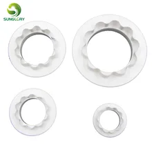 Пластик 4 шт. круглый и волнистый край двухсторонний резак набор DIY тисненая формочка для печенья Форма выпечки Кондитерские высечки Инструменты для торта