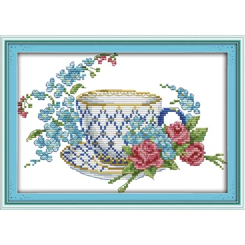 

Coffee cup Counted Cross Stitch 11CT 14CT Cross Stitch Sets Wholesale Chinese Cross-stitch Kits Embroidery Needlework