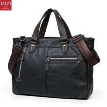 UIYI Fashion Men PU Leather Handbag Business Shoulder Man Bag Vintage Tote Messenger Laptop Bolsa Travel Crossbody Bags 150071