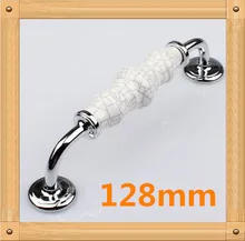 Length 152mm Hole CC 128mm crack pattern Ceramic handle Kitchen Furniture cabinet handle drawer handle glossy