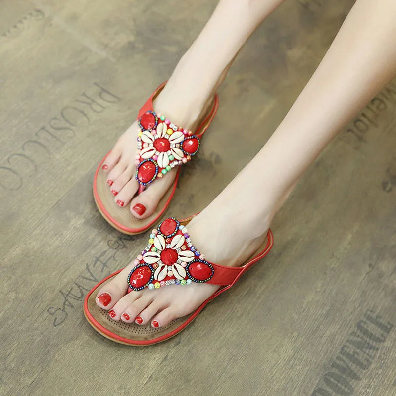 2017 String Bead  Flip Flops Casual Summer Gladiator Slides Beach Slip On Flats Platform Shoes Woman Slippers Plus Size 35-42 (5)