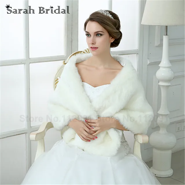 2016 Winter Women Wedding Jacket Bolero Faux Fur Coat Stoles White 2016 Winter Women Wedding Jacket Bolero Faux Fur Coat Stoles White Wraps Bridal Shawl For