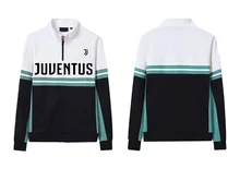 

Juventus 2019 Match Color Soccer Jerseys Causal Solid Simple Logo Sportswear Zipper Long Rib Sleeve Top