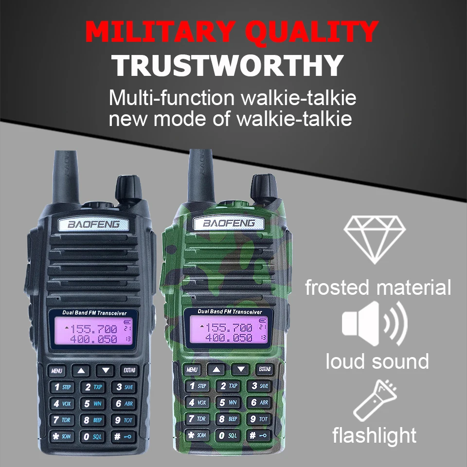 Baofeng UV-82 иди и болтай Walkie Talkie 8 Вт Dual PTT двухстороннее радио двухдиапазонный Портативный UV 82 трансивер UV82 Woki токи сертификатом от сертификационной радиостанций 50 км