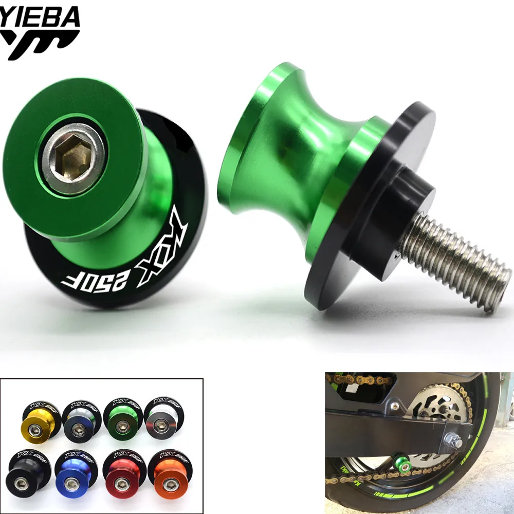 M6 M8 M10 Aluminum Swingarm Motorcycle Accessories Spool Slider Stand Screws LOGO For KAWASAKI KX250F KX 250F KX 250 F 2004-2012