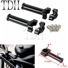 Черный 1 дюйм образного руля с болты с фокусным расстоянием 25 мм бар крепление грубой ремесло Райзер для Harley Cafe Racer Sportster Touring