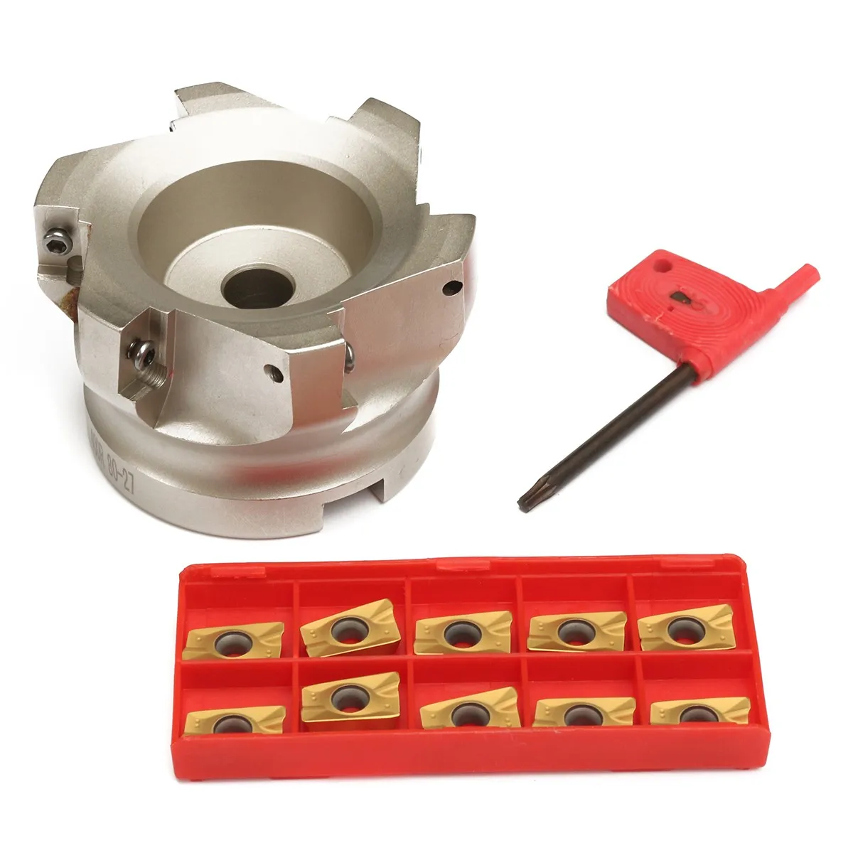 New 400R-80-27-6F Inner Hole 400R 90 degrees Indexable CNC Face Milling Cutter 6Flutes+APMT1604PDER Inserts Knife + T15 Spanner New 400R-80-27-6F Inner Hole 400R 90 degrees Indexable CNC Face Milling Cutter 6Flutes+APMT1604PDER Inserts Knife + T15 Spanner