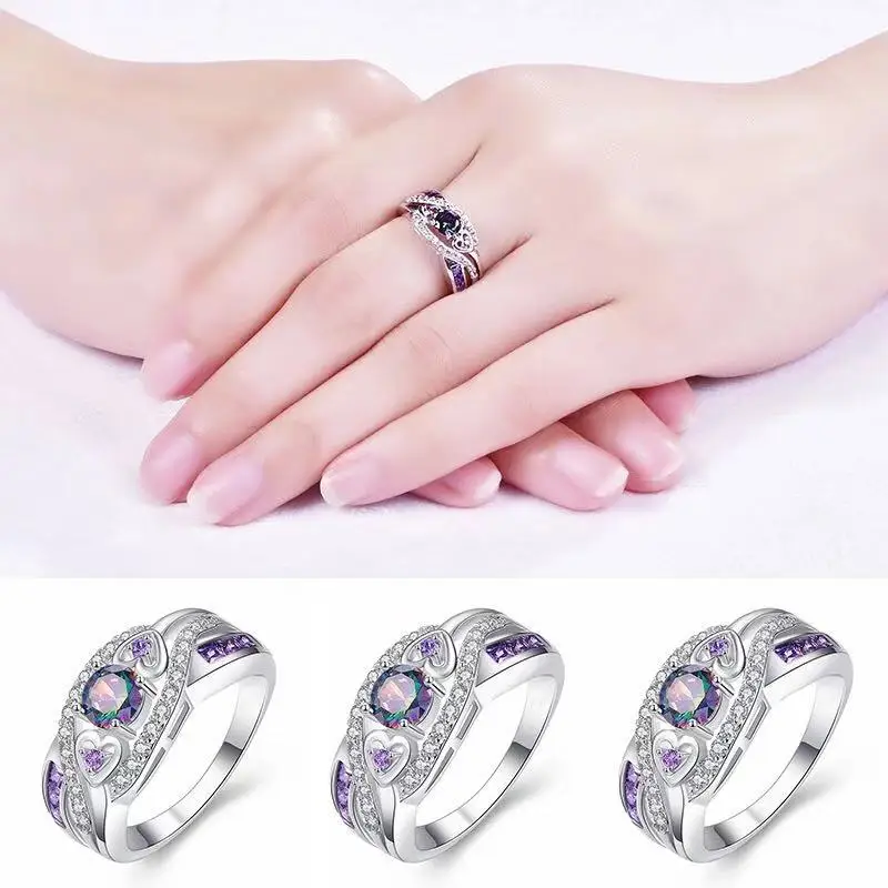 

Dropshipping Fashion Women's Jewelry Sleeping from Austrian Heart Shaped Cut Design CZ Silver 925 Ring Size 6 7 8 9