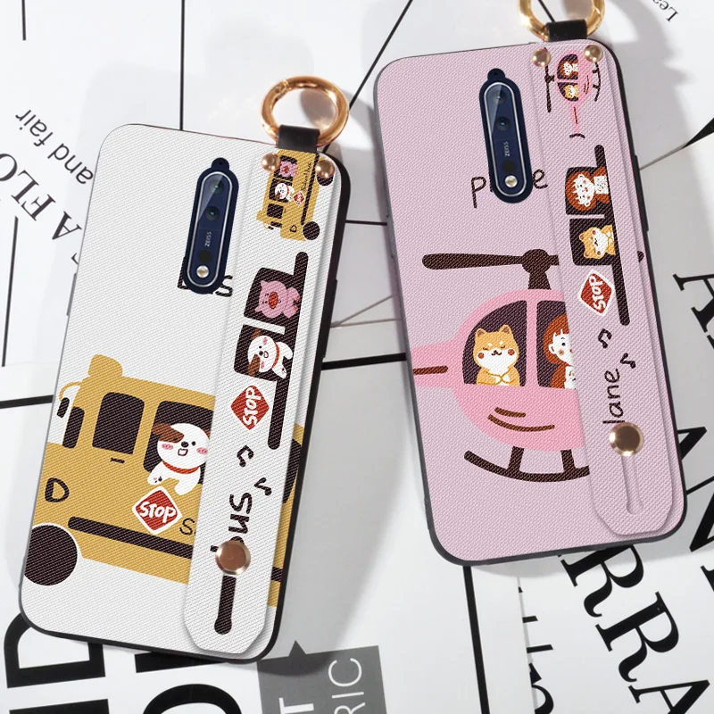 

Wrist strap Cartoon Cases For Nokia 5 6 7 X5 X6 X7 2018 8 9 PureView Piggy Puppy Couple Skin Cover For NOKIA 5.1 6.1 8.1 Plus