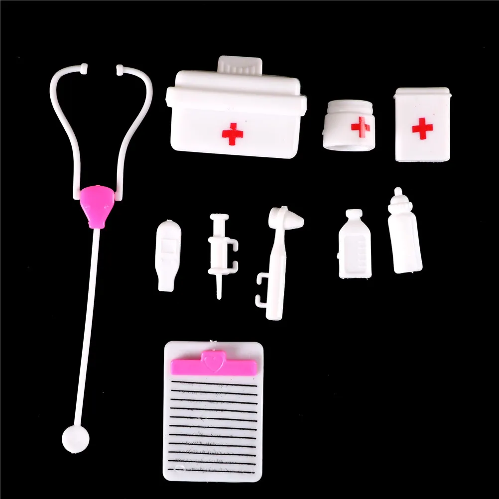 

10Pcs/Set Dollhouse Miniature Doctor Set Suitcases Medical kit Box Pretend Play Simulation Toys for Kids Children