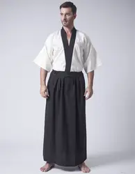 Лидер продаж бежевый японский Для мужчин кимоно юката традиционная сценического танца костюмы Quimono один размер