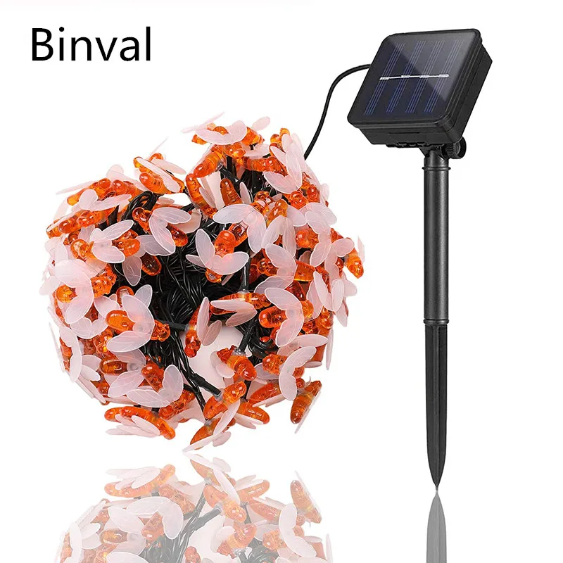 

Binval Solar Powered Honey Bee LED Solar String Lights Outdoor Fairy String Lights for Garden Patio Flower Trees Lawn Landscape