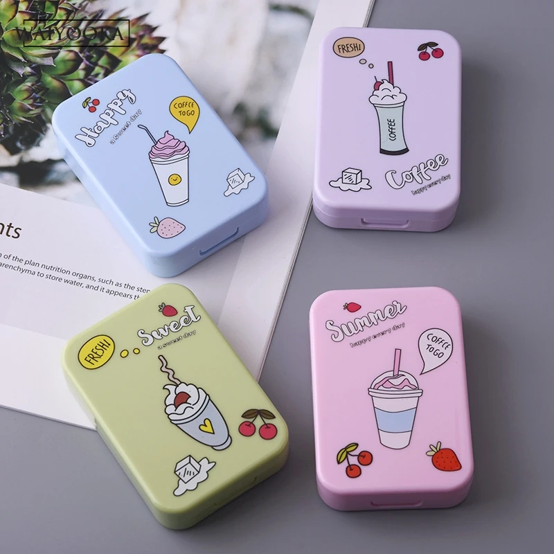 

2019 Ice Cream Contact Lens Case With Mirror Women Colored Contact Lenses Box Eyes Contact Lens Container Lovely Travel Kit Box