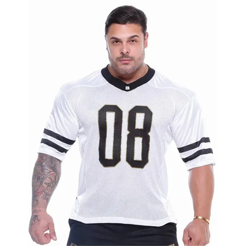 

2019 gyms Running T Shirt Men mesh Breathable Mens half sleeve Fitness shirt Gyms T-shirt V-neck Tight Sports T-shirt