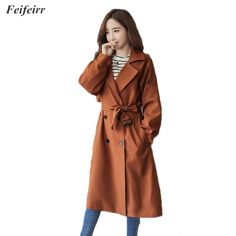 

Spring Autumn 2018 Women new Korean loose long section Trench Coat Fashion Slim Double Breasted Casual Overcoat Windbreaker
